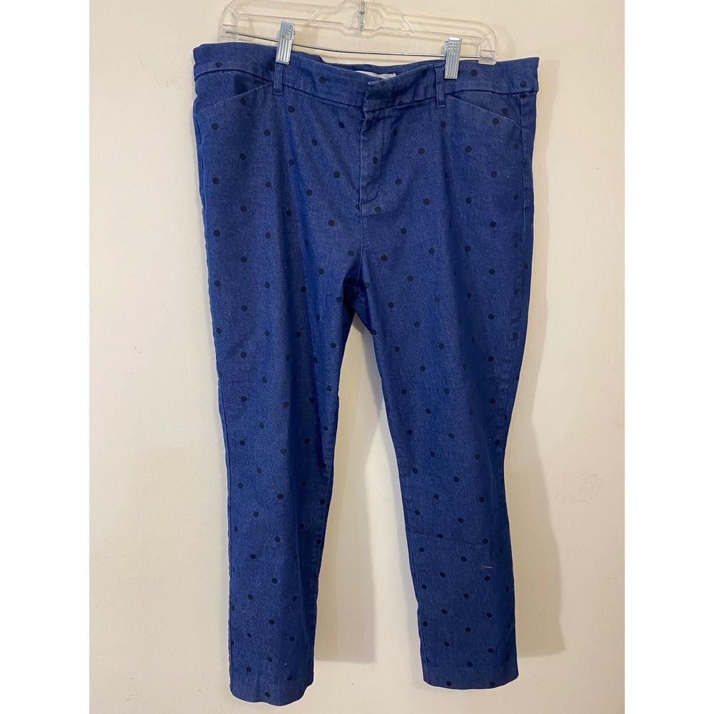 Old Navy Pixie Women's 16 Blue Black Polka Dot Stretch Ankle Pants